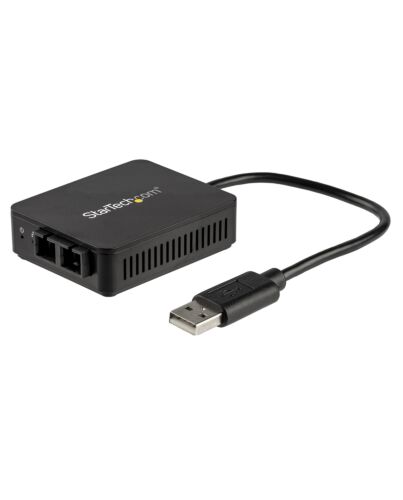 StarTech.com USB to Fiber Optic Converter - 100Mbps - USB 2.0 to Fiber Network Adapter - 100Base-FX SC Female Duplex Multimode Fiber/MMF Compatible - 2Km - Compact USB to Fiber LAN