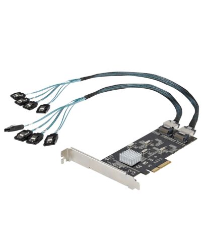 StarTech.com 8 Port SATA PCIe Card - PCI Express 6Gbps SATA Expansion Adapter Card with 4 Host Controllers - SATA PCIe Controller Card - PCI-e x4 Gen 2 to SATA III - SATA HDD/SSD