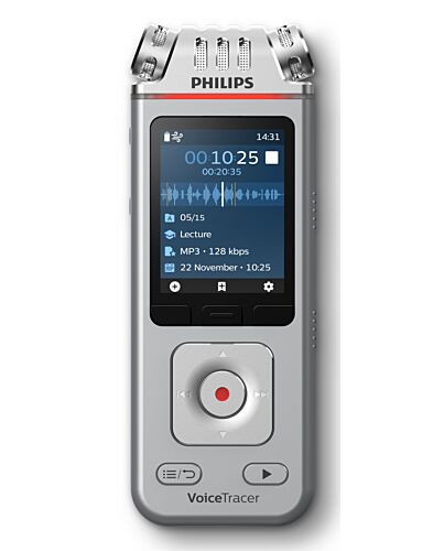 Philips DVT4115 Digital Voice Tracer Flash card Chrome, Silver