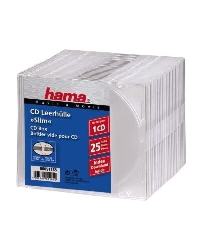 Hama CD Slim Box, 25 pcs./pack 1 discs Transparent