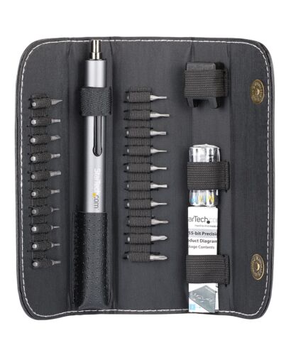 StarTech.com 20-Bit Electric Precision Screwdriver Set - Portable/Mini Battery Powered Bit Driver Kit for Electronic, Laptop, Computer, Tablet & Phone Repairs - Magnetic - Cordless