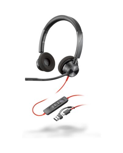 Poly Blackwire 3320 Stereo Microsoft Teams Certified USB-C Headset +USB-C/A Adapter