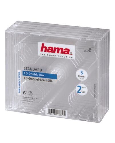 Hama CD Double Jewel Case, Pack 5 2 discs Transparent