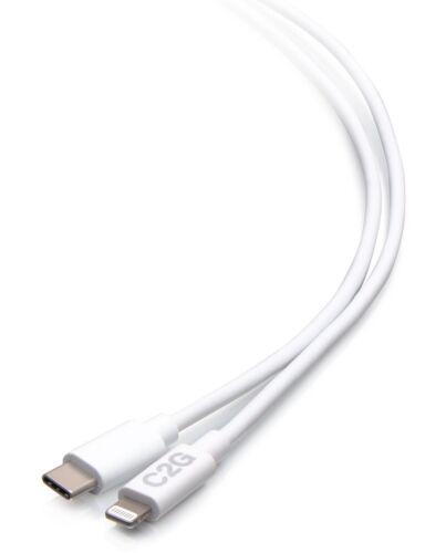 C2G 6ft (1.8m) USB-C® Male to Lightning Male Sync and Charging Cable - White