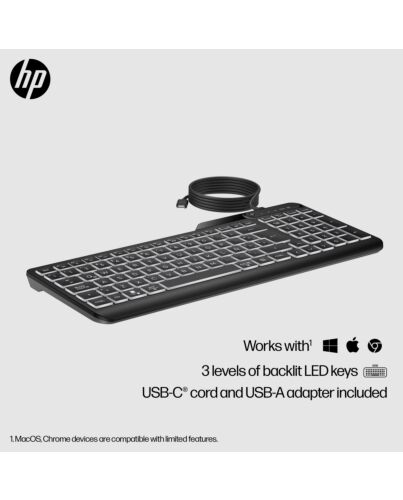 HP 405 Multi-Device Backlit Wired Keyboard