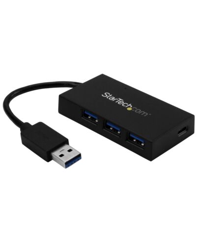 StarTech.com 4 Port USB 3.0 Hub - USB Type-A Hub with 1x USB-C & 3x USB-A (SuperSpeed 5Gbps) - USB Bus or Self-Powered - Portable USB 3.1/3.2 Gen 1 BC 1.2 Charging Hub w/ Power Adapter~4 Port USB 3.0 Hub - USB Type-A Hub with 1x USB-C & 3x USB-A (SuperSpe