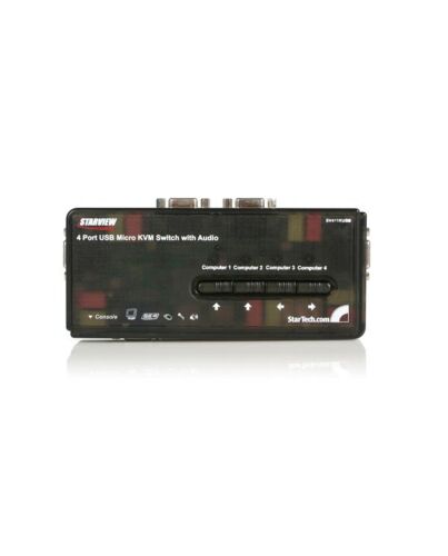 StarTech.com 4 Port Black USB KVM Switch Kit with Cables and Audio