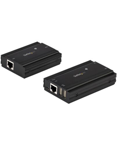 StarTech.com 4-Port USB 2.0 Extender Hub over Single CAT5e/CAT6 Ethernet Cable (RJ45) - 330ft (100m) - USB Extender Hub Adapter Kit - Metal Housing - Externally Powered - 480 Mbps