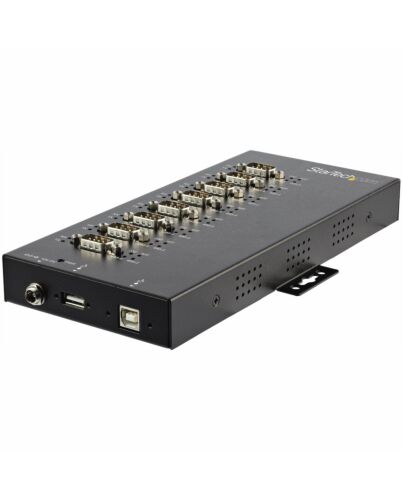 StarTech.com 8 Port Serial Hub USB to RS232/RS485/RS422 Adapter - Industrial USB 2.0 to DB9 Serial Converter Hub - IP30 Rated - Din Rail Mountable Metal Serial Hub - 15kV ESD Protection