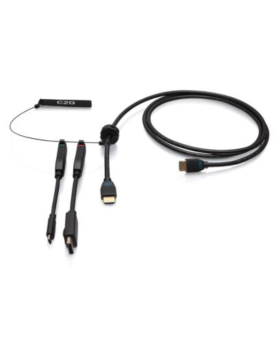 C2G 6ft (1.8m) 4K HDMI® Premium Cable and Dongle Adapter Ring with Color Coded DisplayPort™ and USB-C®