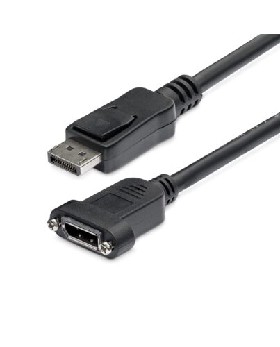 StarTech.com 3ft (1m) Panel Mount DisplayPort Cable - 4K x 2K - DisplayPort 1.2 Extension Cable Male to Female - DP Video Extender Cord with Panel Mount DP Connector - DP Monitor Cable