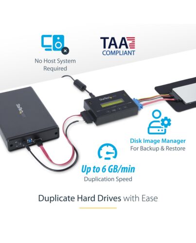 StarTech.com 1:1 Standalone Hard Drive Duplicator with Disk Image Manager For Backup and Restore, Store Several Disk Images on one 2.5/3.5