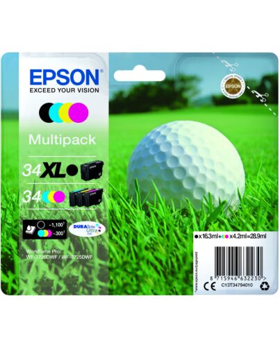 Epson Golf ball C13T34794010 ink cartridge 1 pc(s) Original High (XL) Yield Black, Cyan, Magenta, Yellow