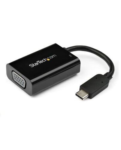 StarTech.com USB C to VGA Adapter with Power Delivery - 1080p USB Type-C to VGA Monitor Video Converter w/ Charging - 60W PD Pass-Through - Thunderbolt 3 Compatible - Black