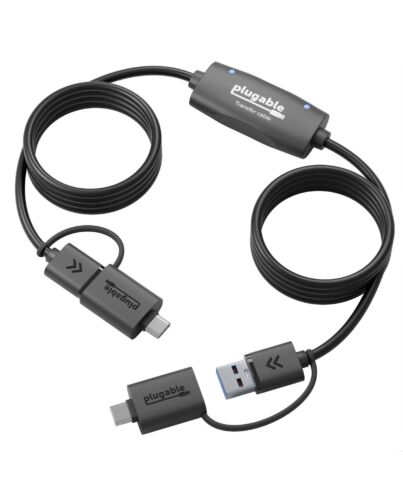 Plugable Technologies USB Data Transfer Cable PC to PC, Compatible with Windows USB C and USB 3.0, Transfer Files to New Computer with Included Bravura Easy Computer Sync Software, 6.6ft (USBC-TRAN)