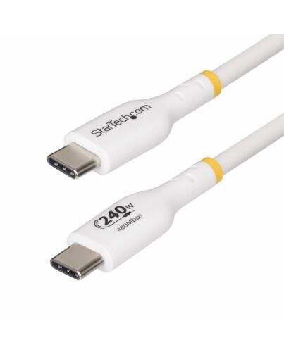 StarTech.com 1m White USB-C Charging Cable, USB-IF  USB C Cable, 240W PD EPR, USB 2.0 Type-C Laptop Charger Cord, USB-C Data Transfer Cable, TPE Jacket USB2EPR1MW