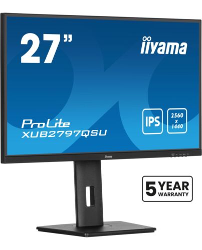 iiyama ProLite 27” QHD IPS technology panel with USB hub and 100Hz refresh rate and 150mm height adjustable stand