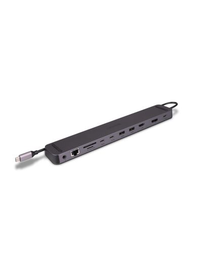Lindy DST-Mini XT 810, USB-C Laptop Mini Docking Station with Single Display (8K) or Dual Display (4K60) and 100W Pass-Through Charging