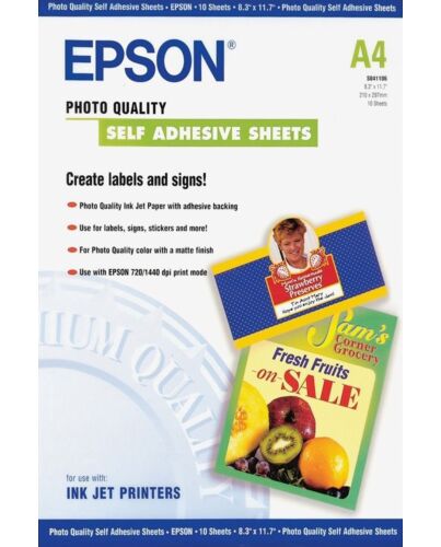 Epson Self-Adhesive Photo Paper - A4 - 10 Sheets