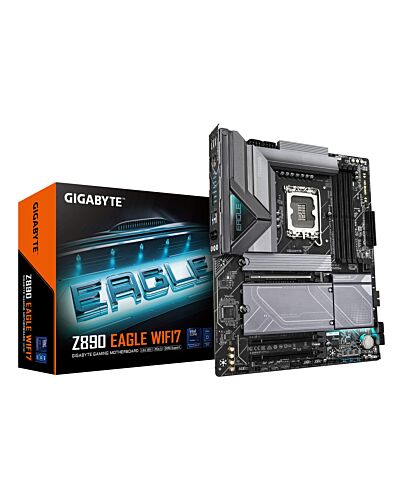 GIGABYTE Z890 EAGLE WIFI7 Motherboard - Supports Intel Core Ultra (Series 2) CPUs, 14+1+2 phases VRM, up to 8800MHz DDR5 (OC), 1xPCIe 5.0 + 3xPCIe 4.0, Wi-Fi 7, 2.5GbE LAN, USB 4