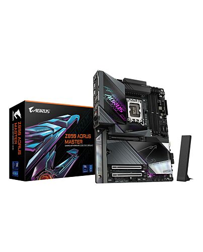 GIGABYTE Z890 AORUS MASTER Motherboard - Supports Intel Core Ultra (Series 2) CPUs, 18+1+2 phases VRM, up to 9500MHz DDR5 (OC), 2xPCIe 5.0 + 3xPCIe 4.0, Wi-Fi 7, 10GbE LAN, Thunderbolt 4