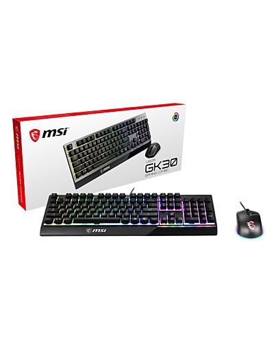 MSI VIGOR GK30 COMBO RGB MEMchanical Gaming Keyboard + Clutch GM11 Gaming Mouse ' UK Layout, 6-Zone RGB Lighting Keyboard, Dual-Zone RGB Lighting Mouse, 5000 DPI Optical Sensor, RGB Mystic Light'