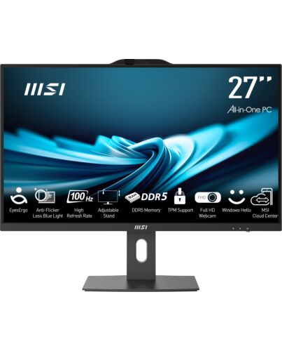 MSI Pro AP272P 14M Intel Core i5 14400 All in One PC, (16GB RAM, 512GB SSD, Windows 11PRO), 27 Inch IPS Screen/UHD Graphics/Type-C/USB/LAN/HDMI/DP/WiFi 6E/BT 5.3/VESA
