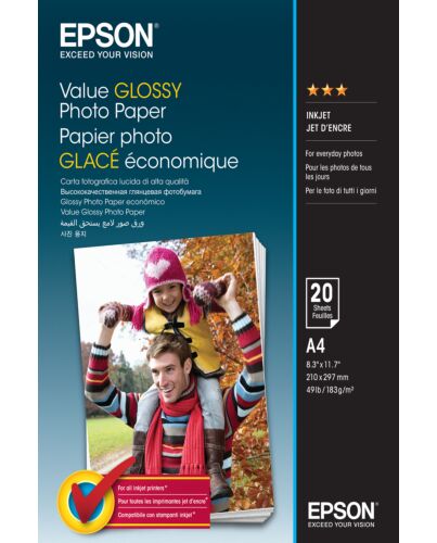 Epson Value Glossy Photo Paper - A4 - 20 sheets