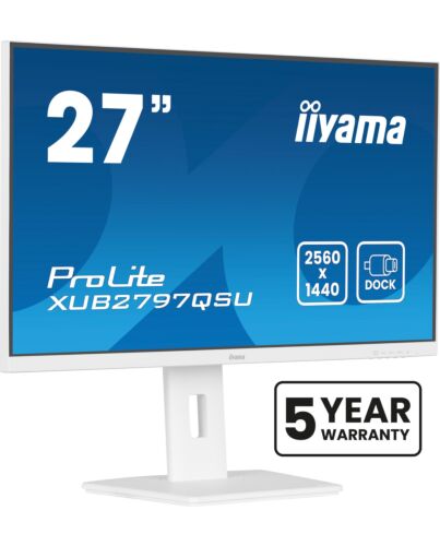 iiyama ProLite 27” QHD IPS technology panel with USB hub and 100Hz refresh rate and 150mm height adjustable stand