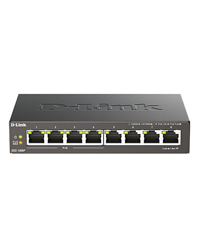 D-Link 8-Port Gigabit PoE Unmanaged Desktop Switch DGS-1008P/B