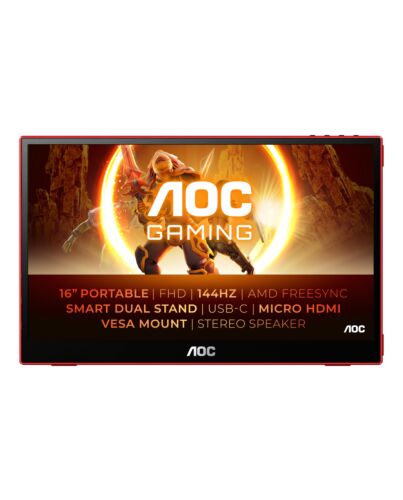 AOC 16G3 portable TV/monitor Portable monitor Black, Red 39.6 cm (15.6