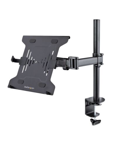 StarTech.com Laptop Desk Mount - Monitor and Laptop Mount - Displays up to 34in (8kg/17.6lb) & Laptops (4.5kg/9.9lb) - Articulating VESA Laptop Tray Arm - Clamp / Grommet Mount