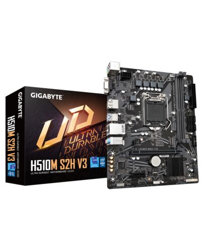 GIGABYTE H510M S2H V3 Motherboard - Supports Intel Core 11th CPUs, up to 3200MHz DDR4, 1xPCIe 3.0 M.2, GbE LAN, USB 3.2 Gen 1