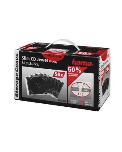 Hama CD Slim Jewel Case, pack 50 Pcs 1 discs Transparent