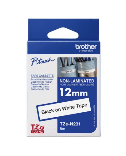 Brother Non laminated black on white tape