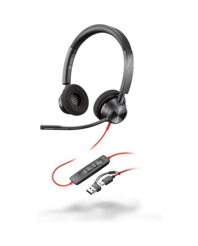 Poly Blackwire 3320 Stereo USB-C Headset +USB-C/A Adapter