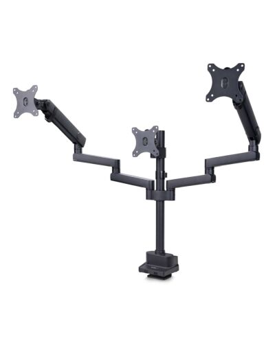 StarTech.com Triple Monitor Desk Mount For Up To Three 27in Screens, VESA 75x75/100x100, Tool-Less Arm Adjustments, C-Clamp/Grommet Mount, Spring-Assisted Arms