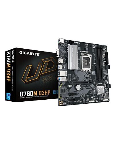 GIGABYTE B760M D3HP Motherboard - Intel Core 14th Gen CPUs, 4+1+1 Phases VRM, up to 5600MHz DDR5, 2xPCIe 4.0 M.2, GbE LAN, USB 3.2 Gen 1