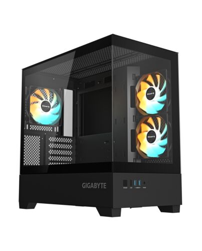 GIGABYTE C201 PANORAMIC PC Case - Mid Tower, m-ATX, 360mm radiator support, 3 Pre-installed Fans, USB 3.0, Support RGB Fusion