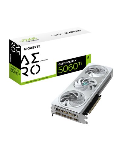 GIGABYTE GeForce RTX 5060 Ti AERO OC 8G Graphics Card - 8GB GDDR7, 128bit, PCI-E 5.0, 2647MHz Core Clock, 3 x DisplayPort, 1 x HDMI, GV-N506TAERO OC-8GD