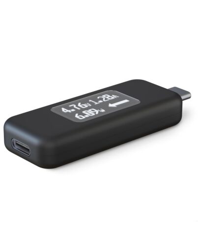 Plugable Technologies USB C Power Meter Tester for Monitoring USB-C Connections - Digital Multimeter for USB-C Cables, Laptops, Phones, Chargers - Driverless