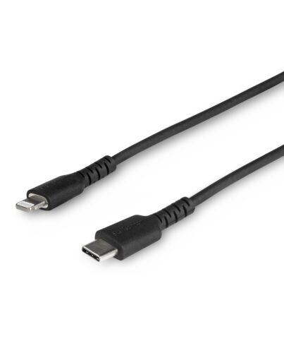 StarTech.com 3 foot (1m) Durable Black USB-C to Lightning Cable - Heavy Duty Rugged Aramid Fiber USB Type C to Lightning Charger/Sync Power Cord - Apple MFi Certified iPad/iPhone 12