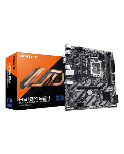 GIGABYTE H810M S2H Motherboard - Intel Core Ultra (Series 2) CPUs, 4+1+2 Phases VRM, up to 6400MHz DDR5, 1xPCIe 4.0 M.2, 1GbE LAN, USB 3.2 Gen 1 H810M S2H