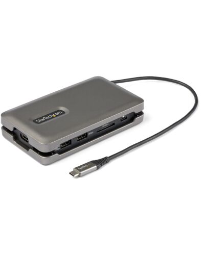 StarTech.com USB C Multiport Adapter - USB C to 4K 60Hz HDMI 2.0 - 2-Port 10Gbps USB Hub - 100W Power Delivery Pass-through - GbE - SD/MicroSD - USB Type-C Mini Dock - 10
