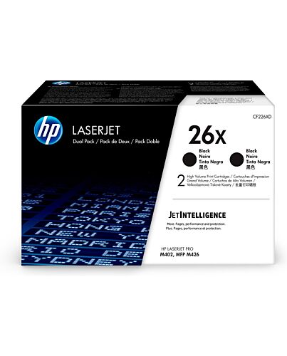 HP 26X 2-pack High Yield Black Original LaserJet Toner Cartridges CF226XD