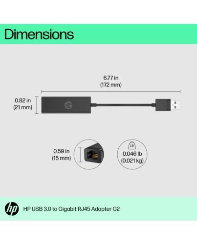 HP USB 3.0 to Gigabit RJ45 Adapter G2 4Z7Z7AA