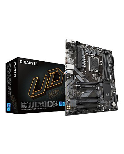 GIGABYTE B760 DS3H DDR4 Motherboard - Supports Intel Core 14th CPUs, 18+2+1 Phases Digital VRM, up to 5333MHz DDR4 (OC), 2xPCIe 4.0 M.2, GbE LAN, USB 3.2 Gen 2
