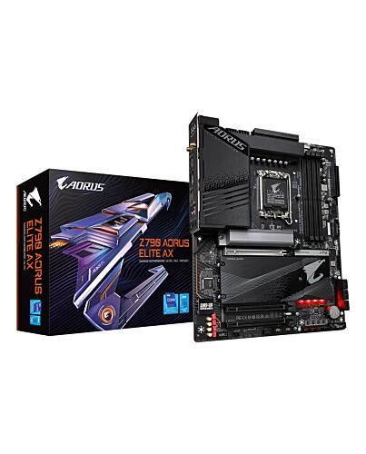 GIGABYTE Z790 AORUS ELITE AX Motherboard - Supports Intel Core 14th CPUs, 16*+2+１ Phases Digital VRM, up to 7600MHz DDR5 (OC), 4xPCIe 4.0 M.2, Wi-Fi 6E, 2.5GbE LAN, USB 3.2 Gen 2x2 Z790 AORUS ELITE AX
