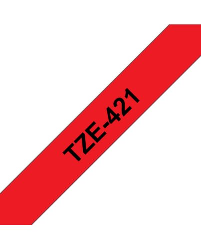 Brother TZE-421 label-making tape Black on red