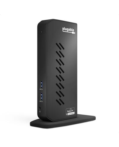 Plugable Technologies USB 3.0 and USB-C Dual 4K Display Docking Station with DisplayPort and HDMI for Windows and Mac (Dual 4K DisplayPort & HDMI, Gigabit Ethernet, Audio, 6 USB Ports) Vertical UD-6950Z-EUA
